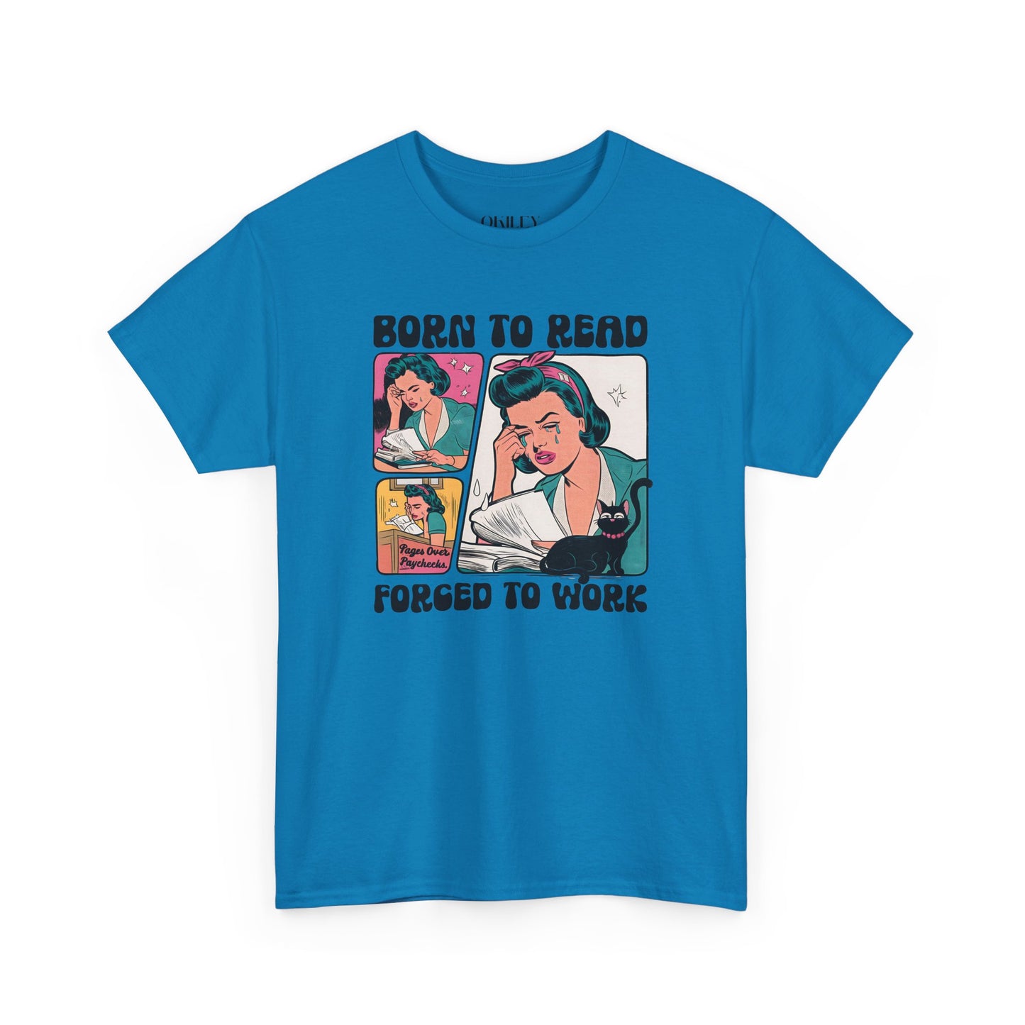 Born to Read - Forced to Work Heavy Cotton Unisex Tee - Perfect for Book Lovers