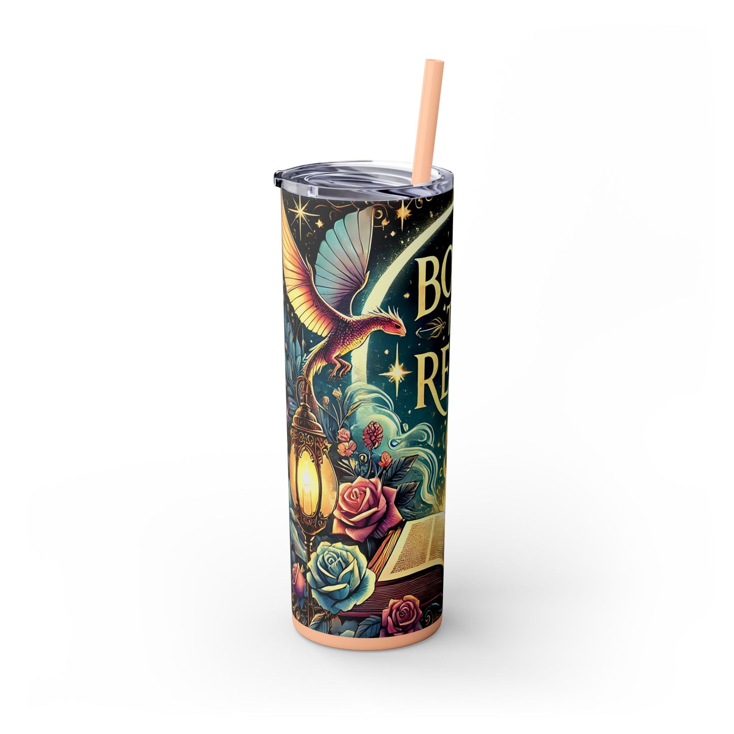 'Born to Read' Skinny Tumbler with Straw | 20oz Design for Book Lovers