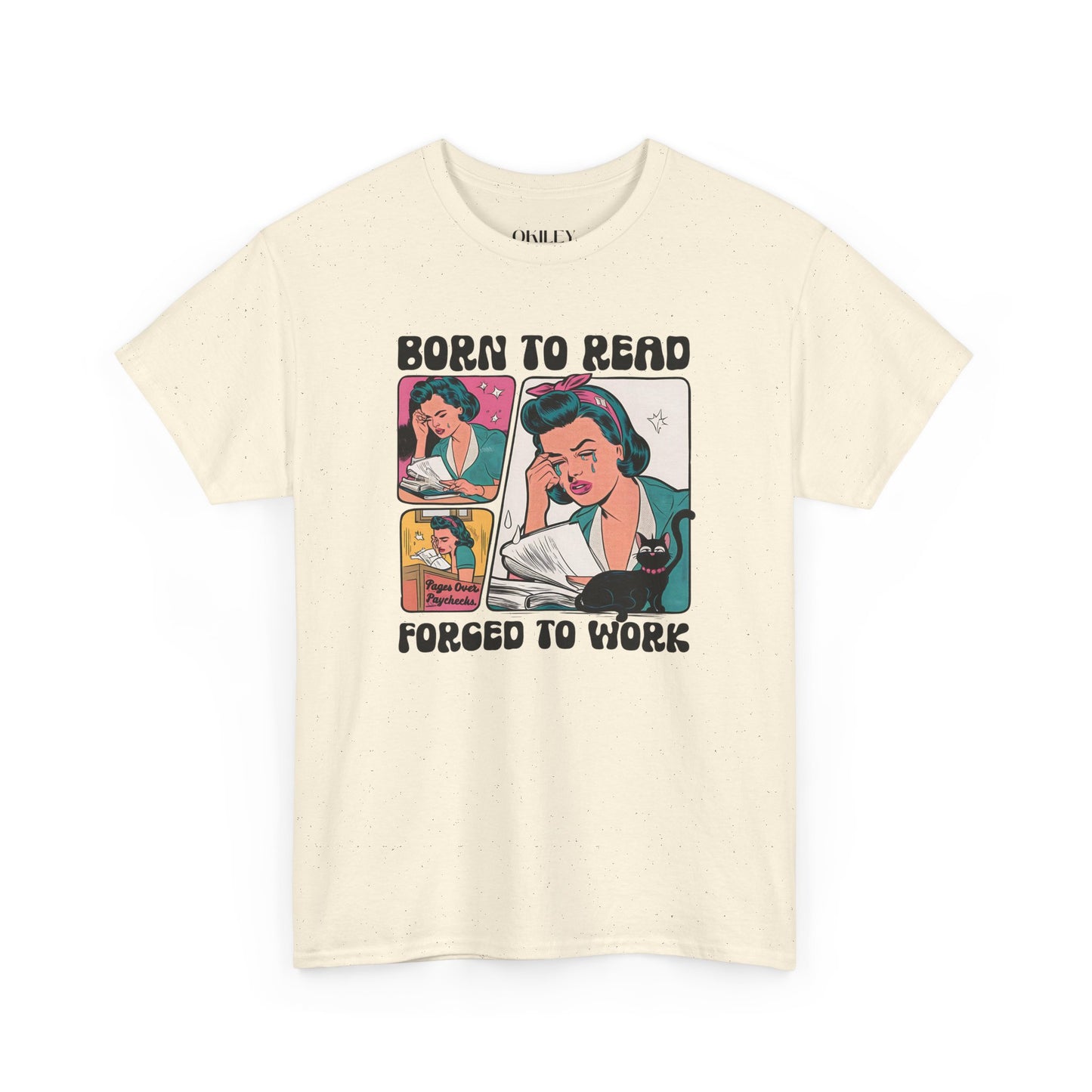 Born to Read - Forced to Work Heavy Cotton Unisex Tee - Perfect for Book Lovers