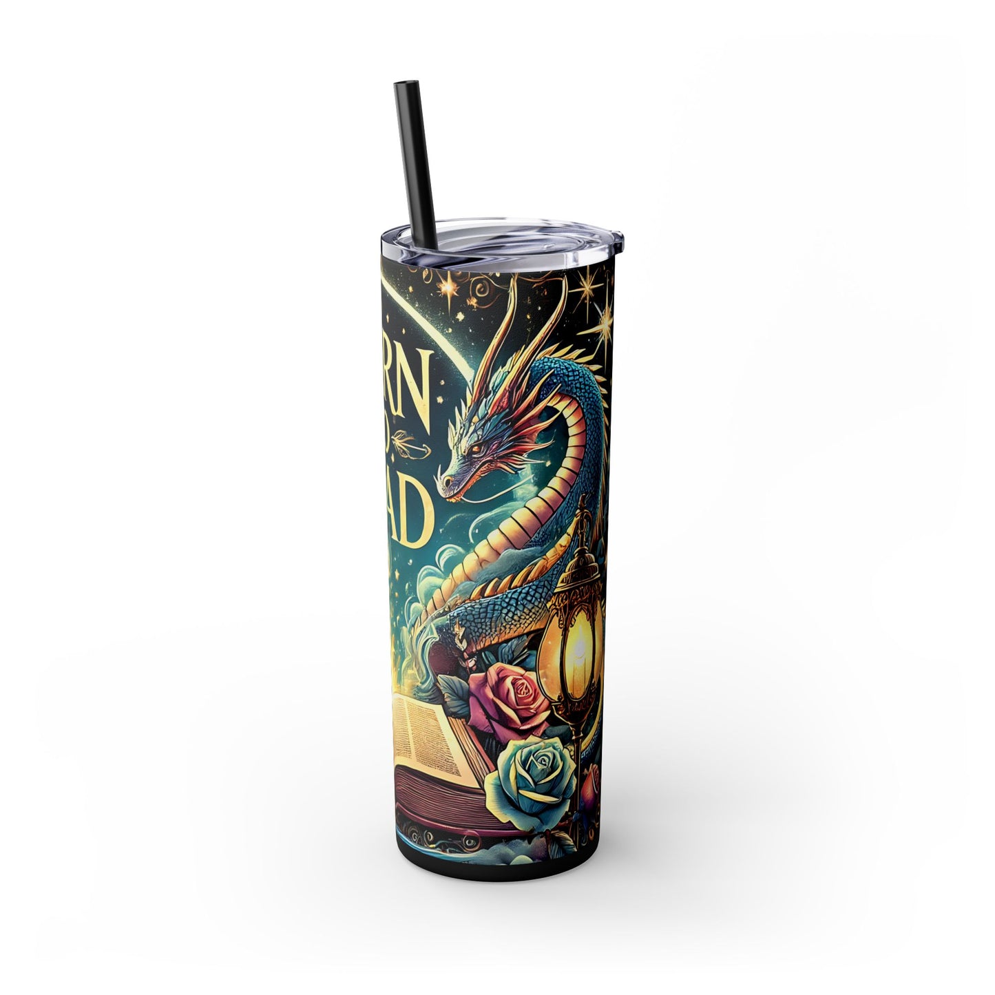 'Born to Read' Skinny Tumbler with Straw | 20oz Design for Book Lovers