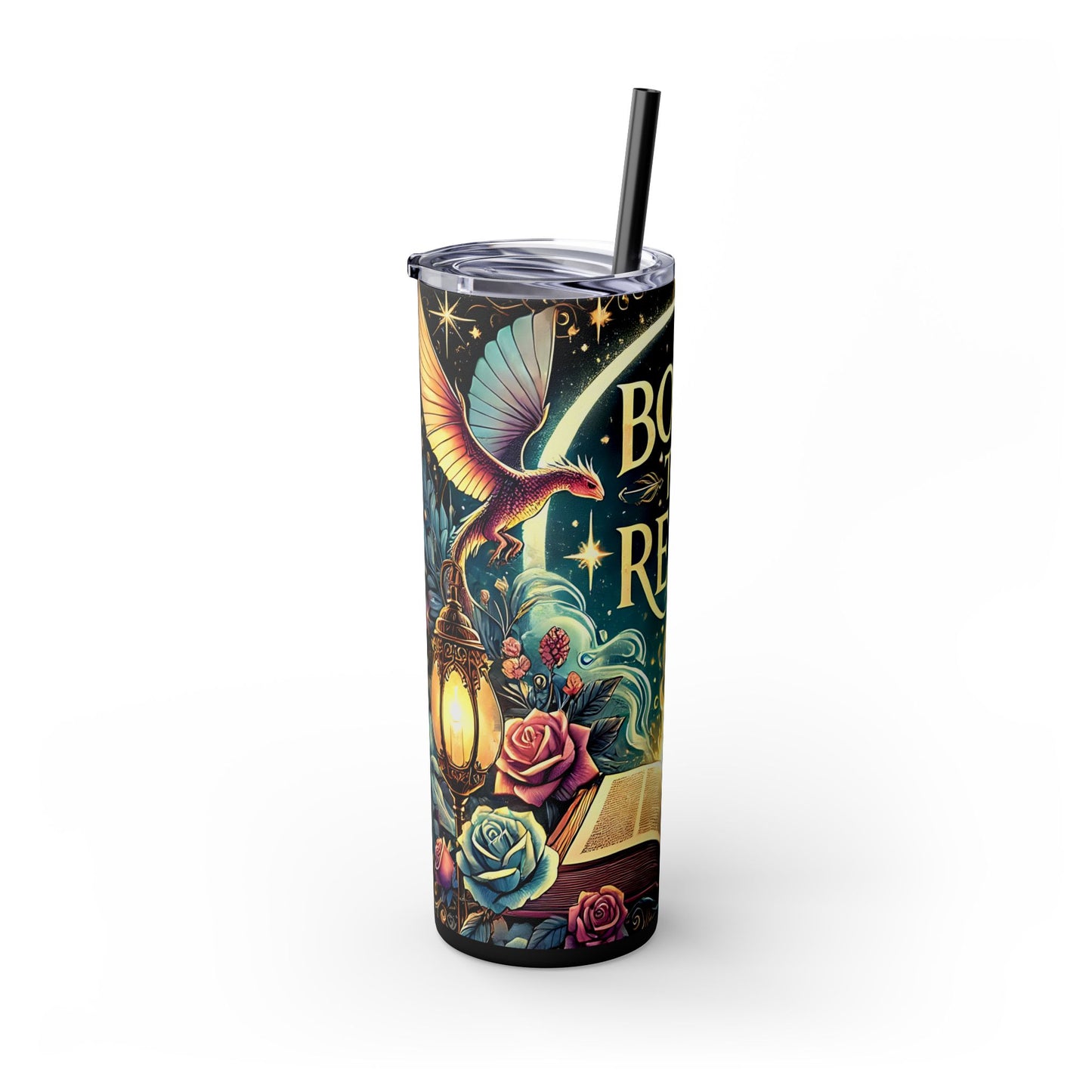 'Born to Read' Skinny Tumbler with Straw | 20oz Design for Book Lovers