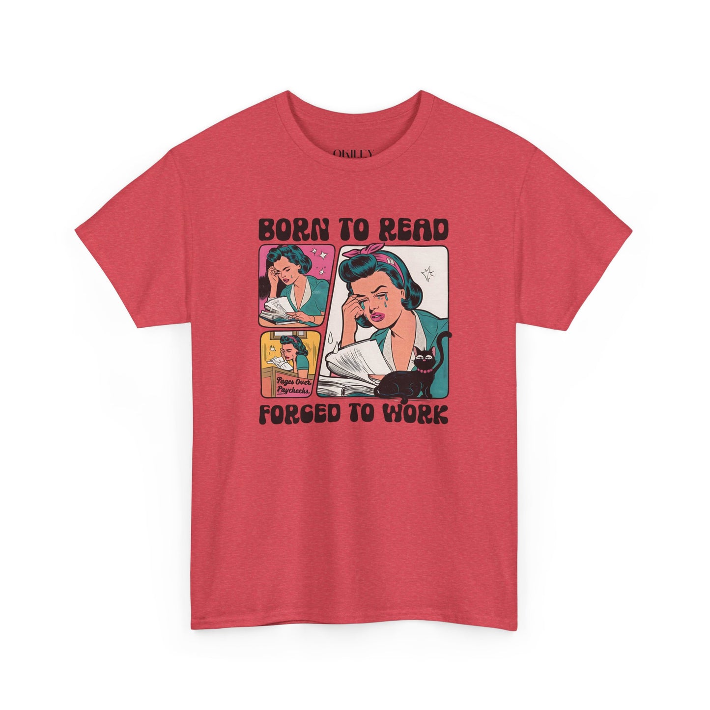 Born to Read - Forced to Work Heavy Cotton Unisex Tee - Perfect for Book Lovers