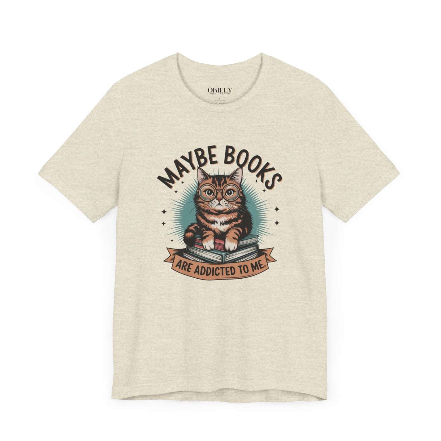Cat Lover Book Addict Tee - Unisex Jersey Short Sleeve Shirt