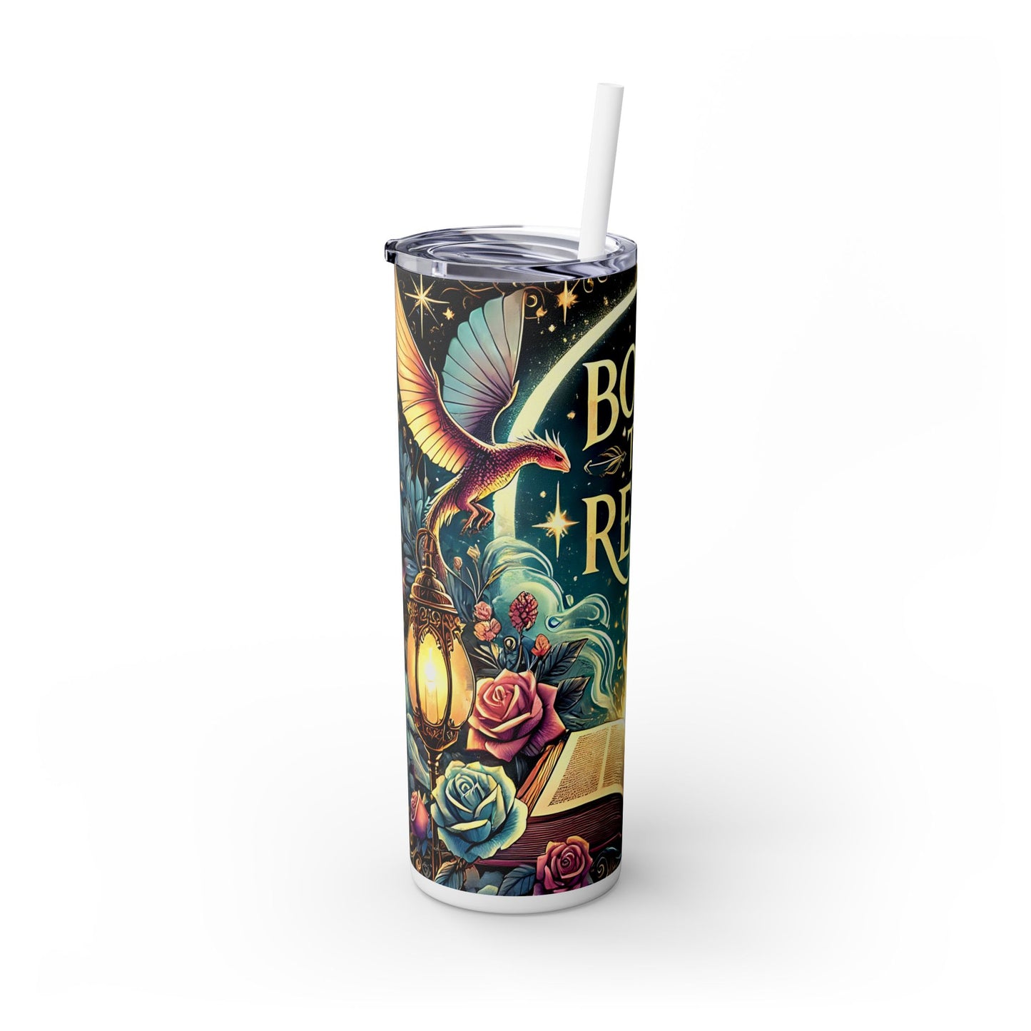 'Born to Read' Skinny Tumbler with Straw | 20oz Design for Book Lovers