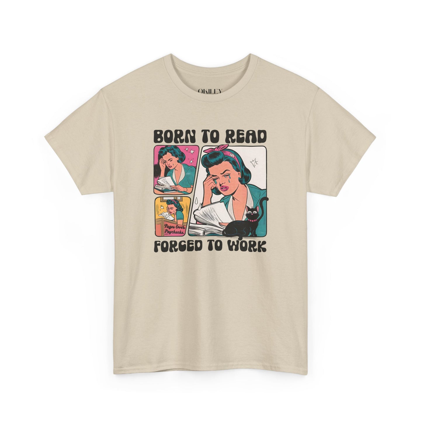 Born to Read - Forced to Work Heavy Cotton Unisex Tee - Perfect for Book Lovers