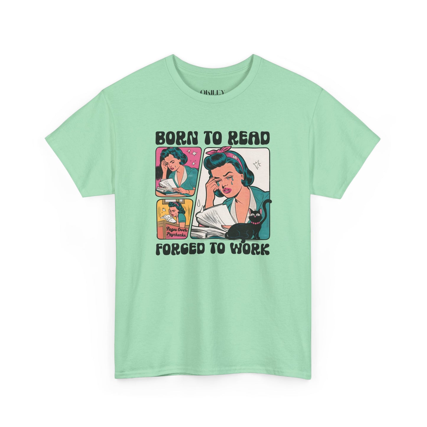 Born to Read - Forced to Work Heavy Cotton Unisex Tee - Perfect for Book Lovers