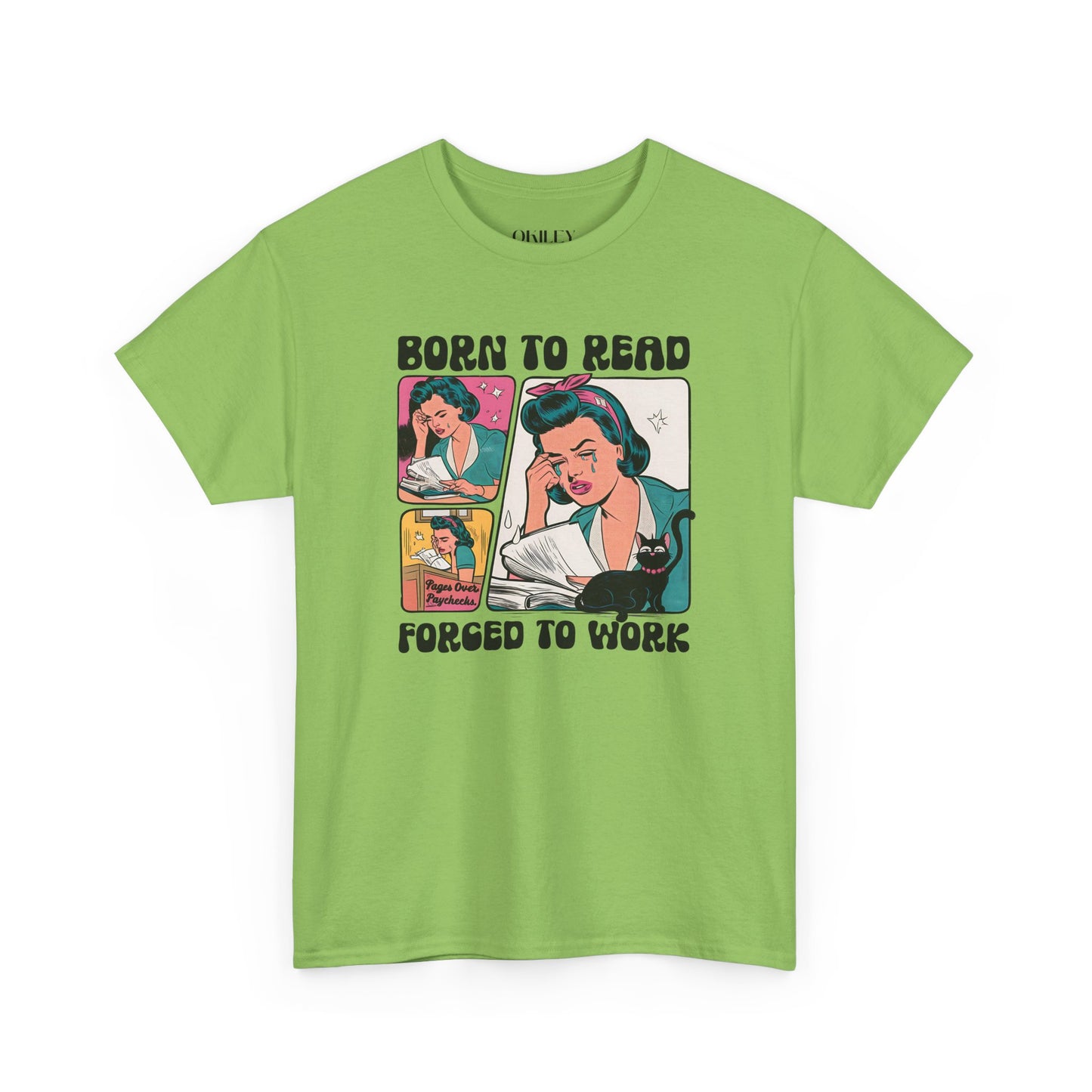 Born to Read - Forced to Work Heavy Cotton Unisex Tee - Perfect for Book Lovers
