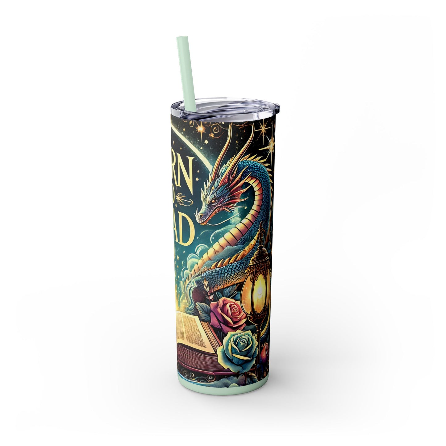 'Born to Read' Skinny Tumbler with Straw | 20oz Design for Book Lovers