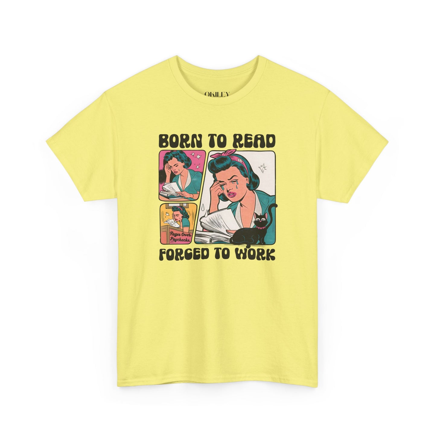 Born to Read - Forced to Work Heavy Cotton Unisex Tee - Perfect for Book Lovers