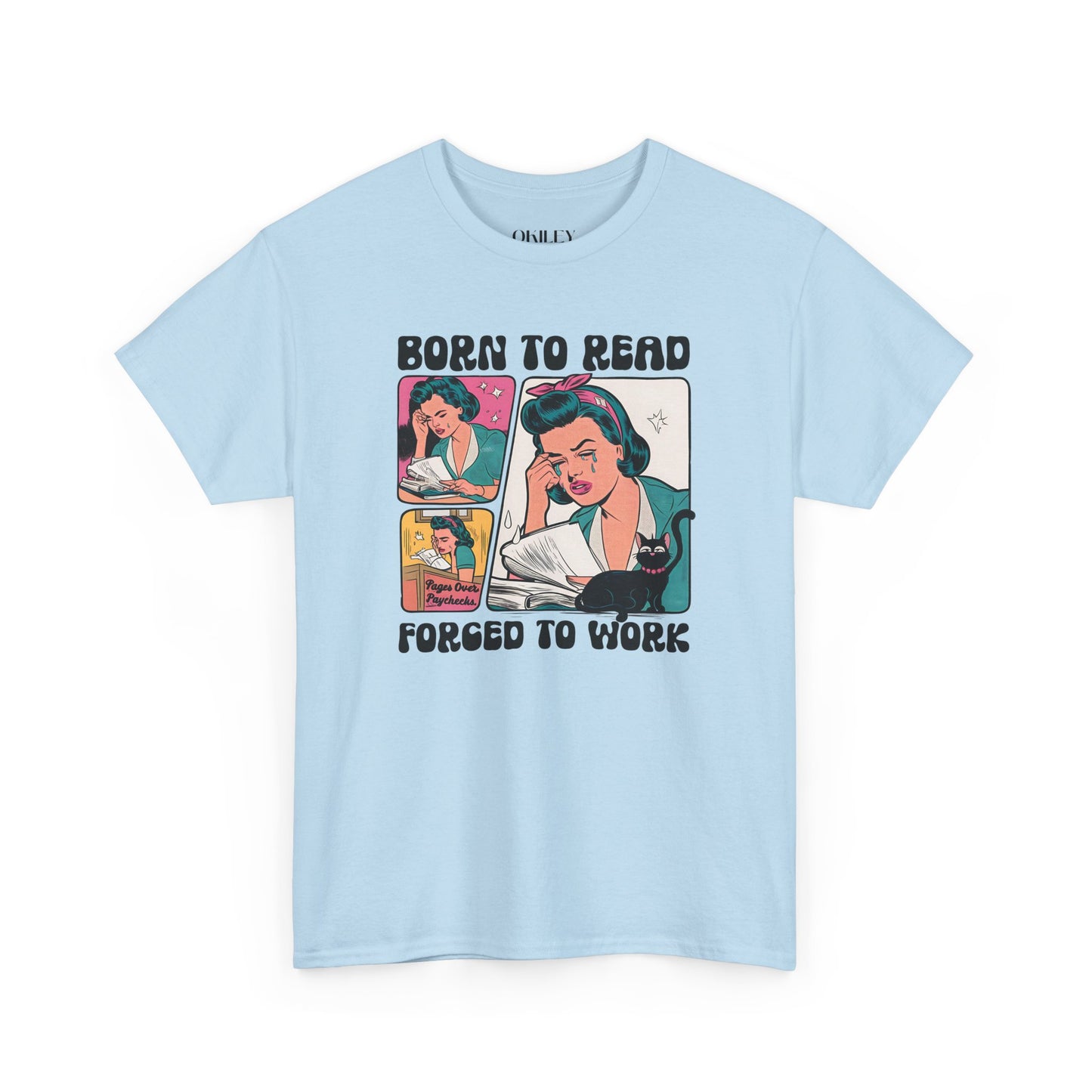 Born to Read - Forced to Work Heavy Cotton Unisex Tee - Perfect for Book Lovers