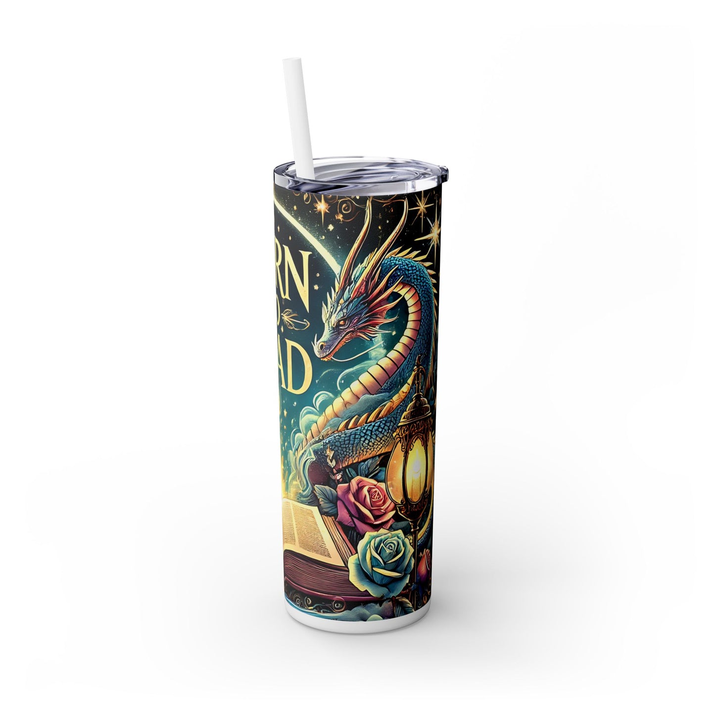 'Born to Read' Skinny Tumbler with Straw | 20oz Design for Book Lovers