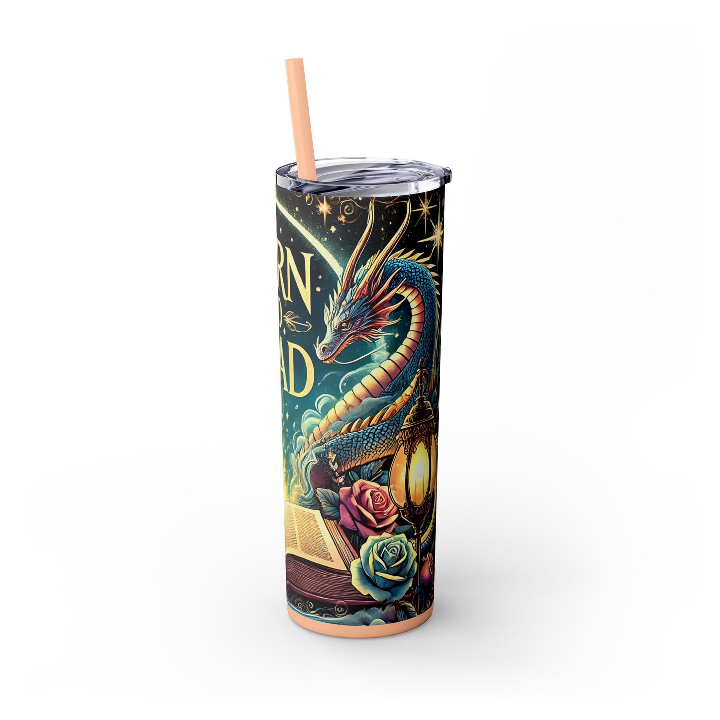 'Born to Read' Skinny Tumbler with Straw | 20oz Design for Book Lovers
