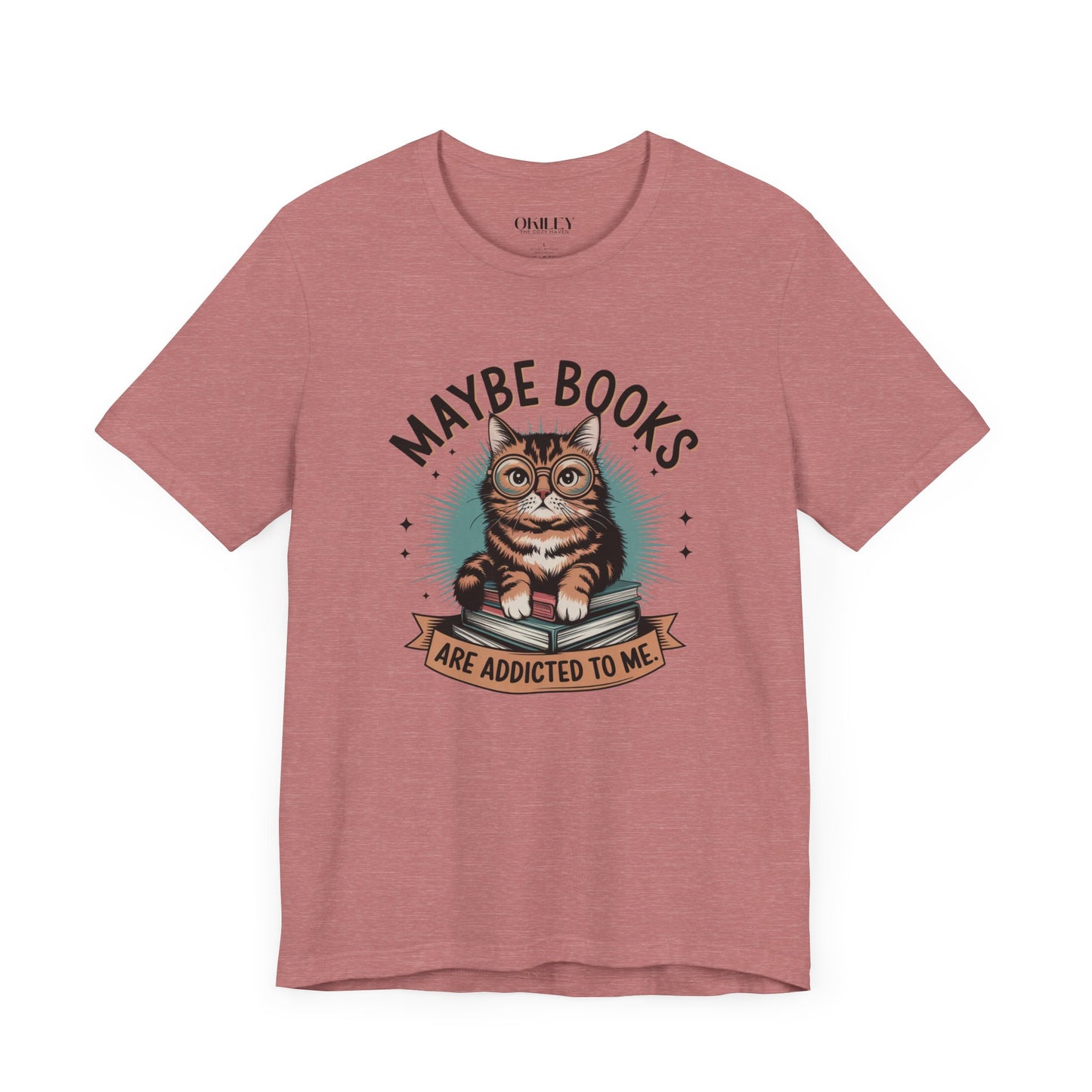 Cat Lover Book Addict Tee - Unisex Jersey Short Sleeve Shirt