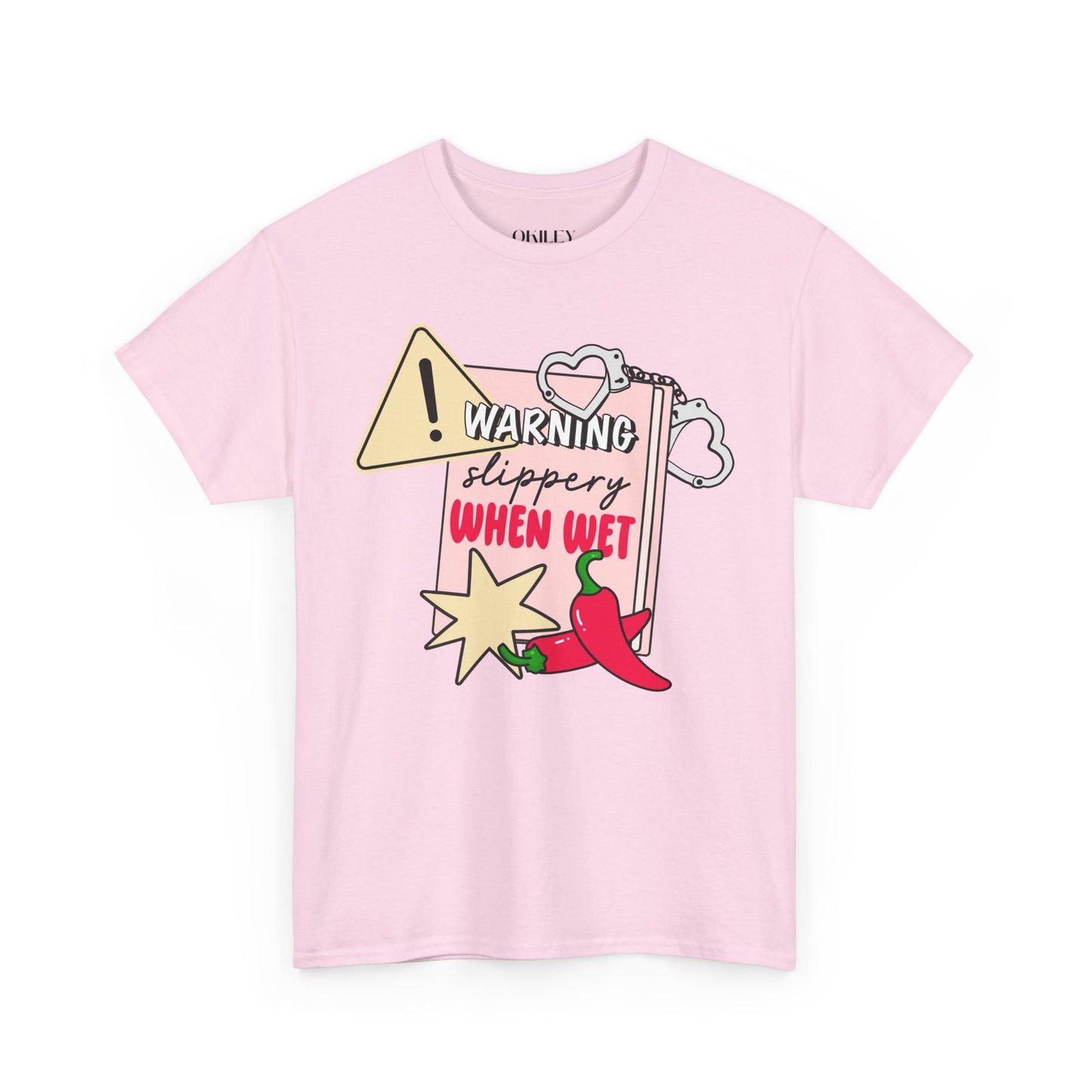 Warning Slippery When Wet Unisex Heavy Cotton Tee