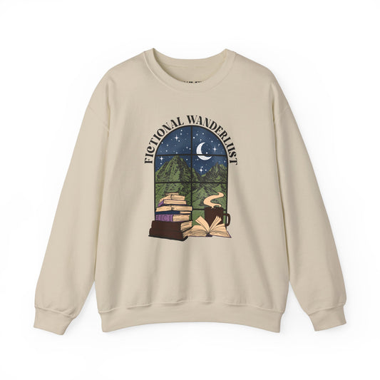 Fictional Wanderlust Crewneck Sweatshirt - Cozy Unisex Sweater for Book Lovers