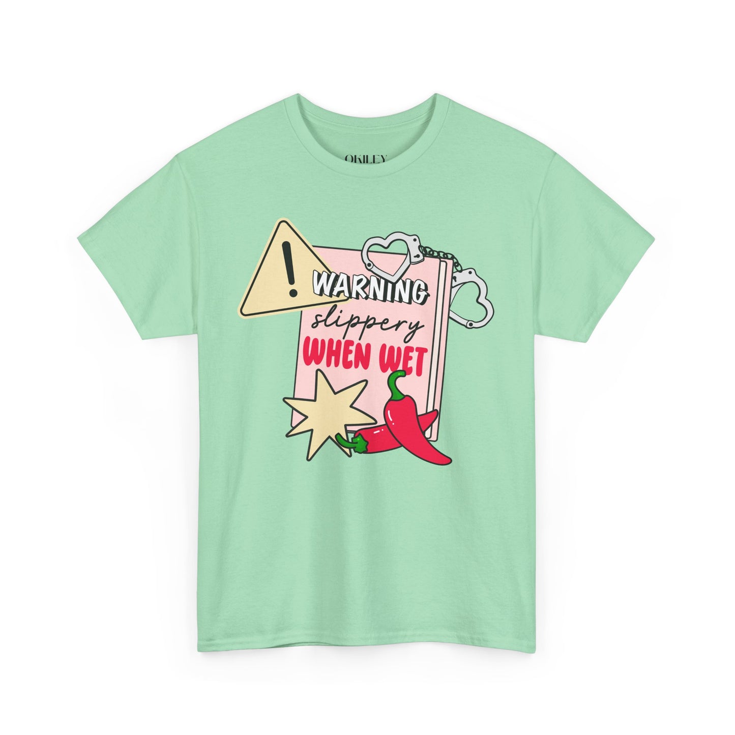 Warning Slippery When Wet Unisex Heavy Cotton Tee