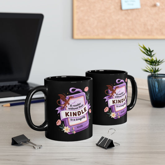 Charming Literary Mug, Perfect for Book Lovers, Coffee and Tea Drinkers, Great Gift for Readers, Cute Quote on Black Ceramic