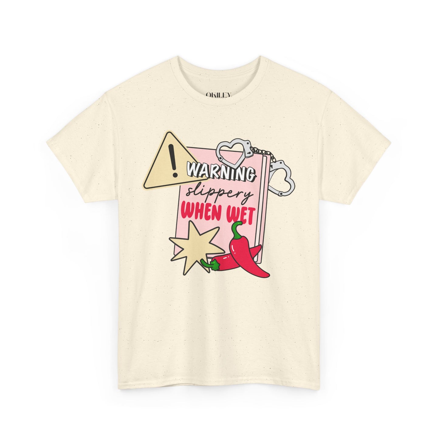 Warning Slippery When Wet Unisex Heavy Cotton Tee