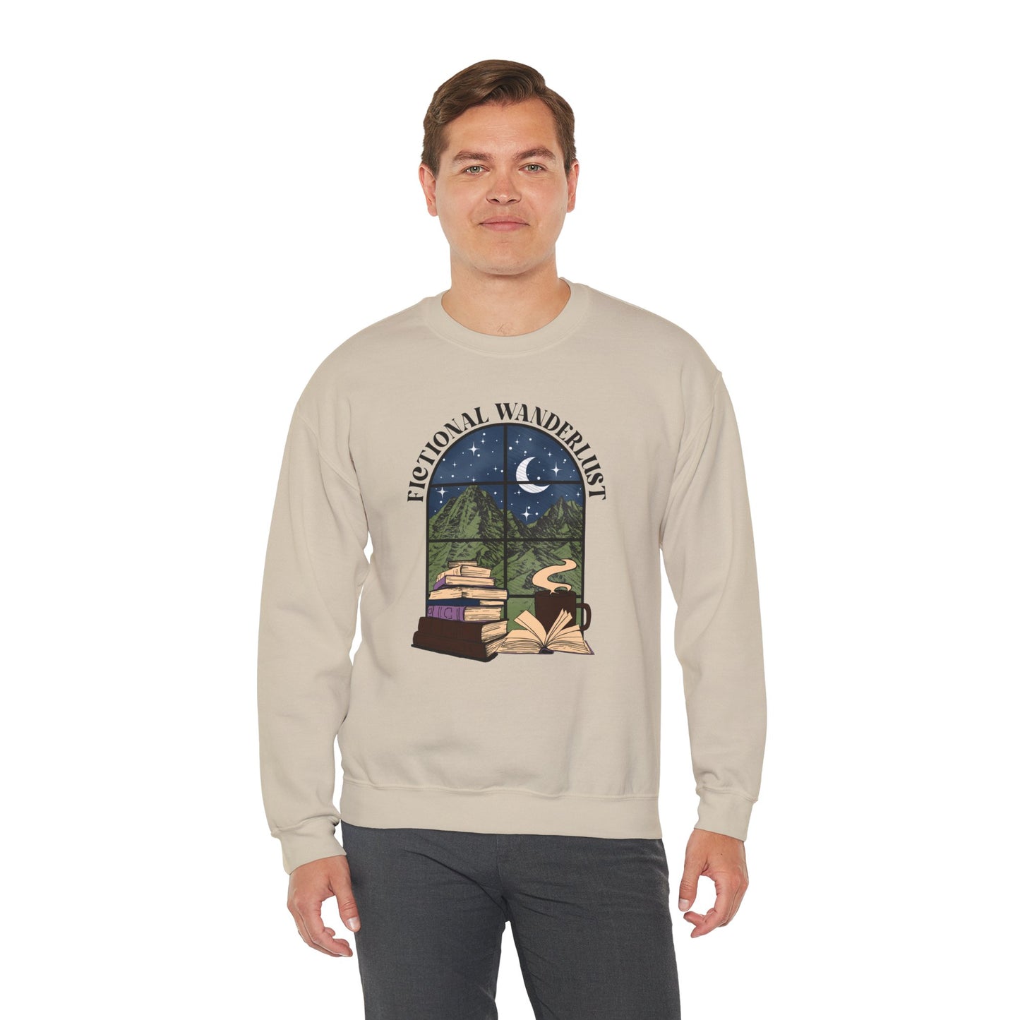 Fictional Wanderlust Crewneck Sweatshirt - Cozy Unisex Sweater for Book Lovers