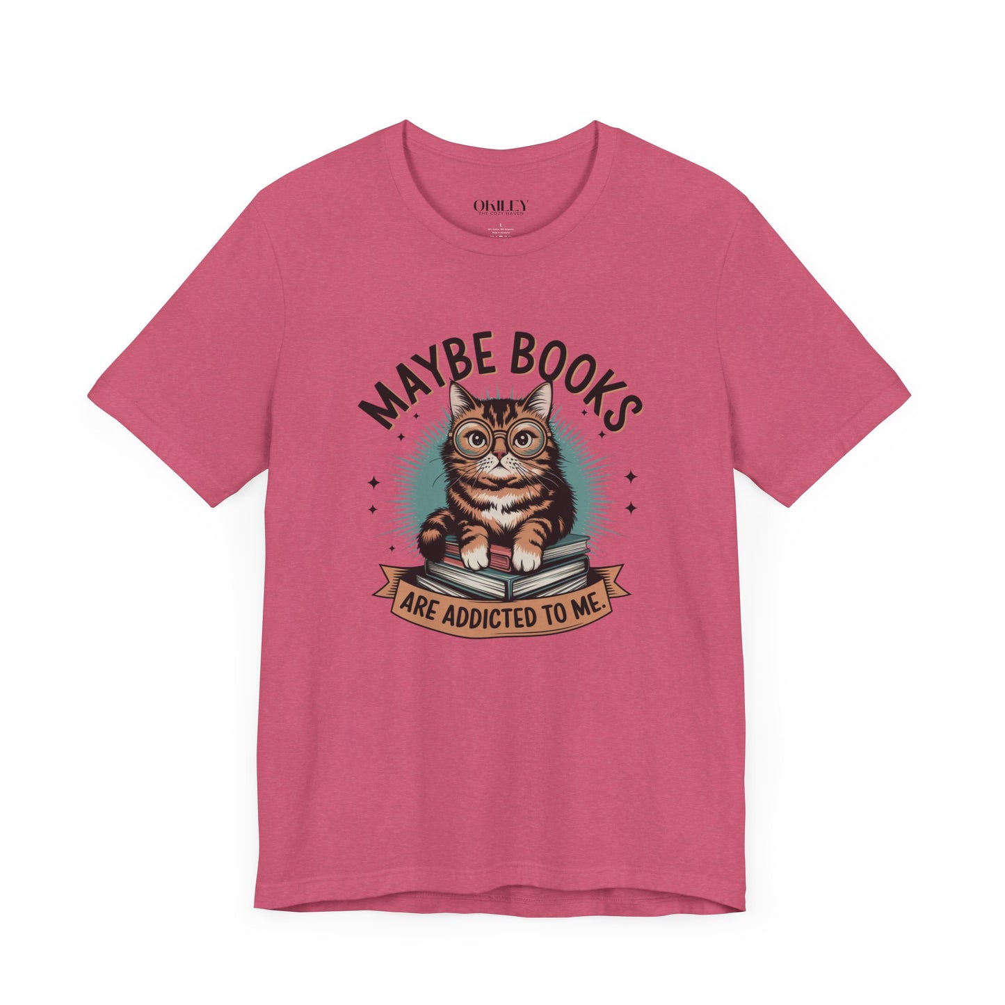 Cat Lover Book Addict Tee - Unisex Jersey Short Sleeve Shirt