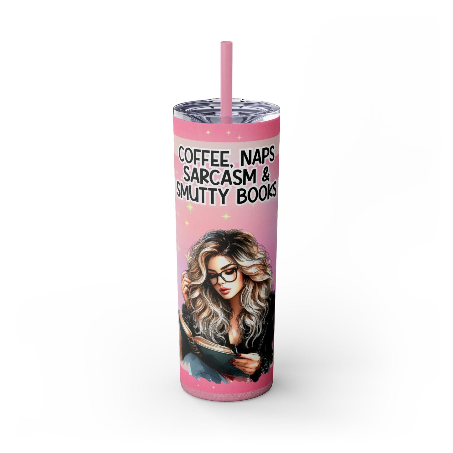 Coffee, Naps Sarcasm & Smutty Books Skinny Tumbler with Straw - 20oz