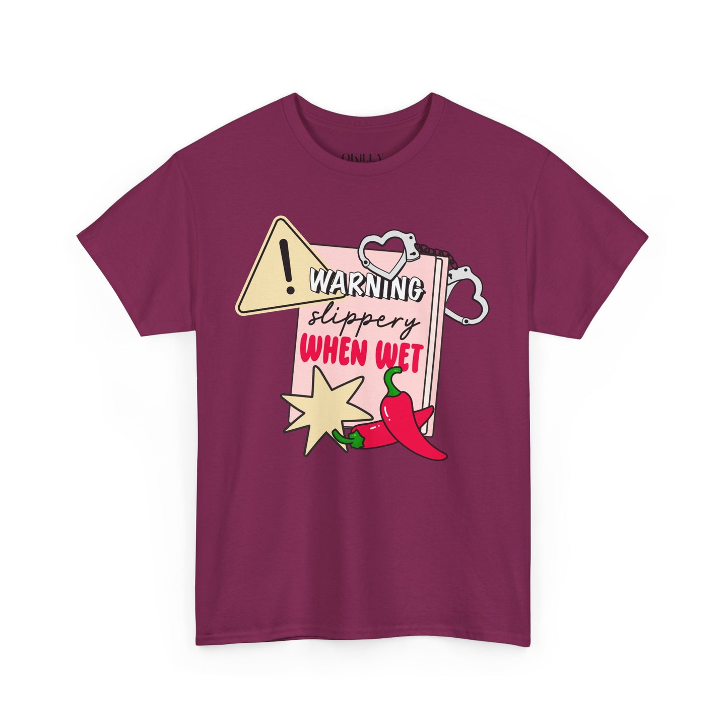 Warning Slippery When Wet Unisex Heavy Cotton Tee