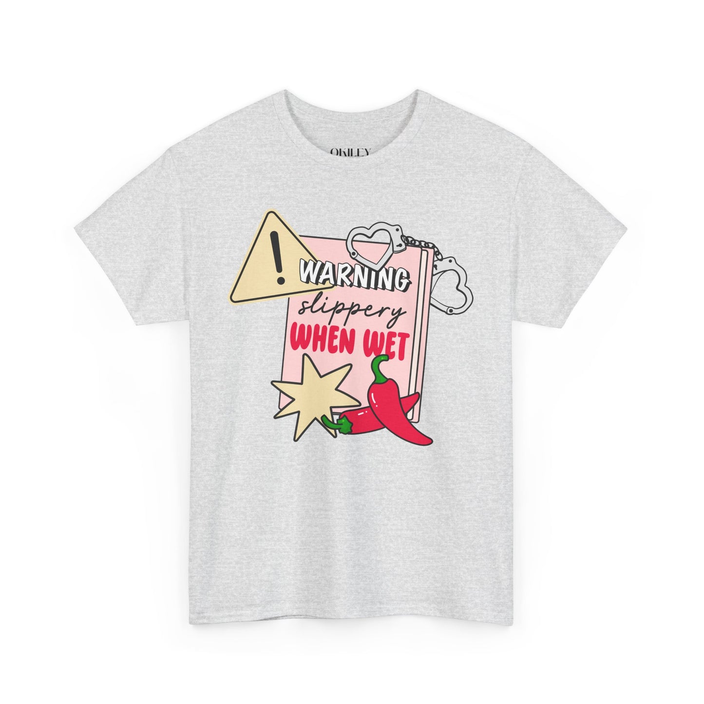 Warning Slippery When Wet Unisex Heavy Cotton Tee