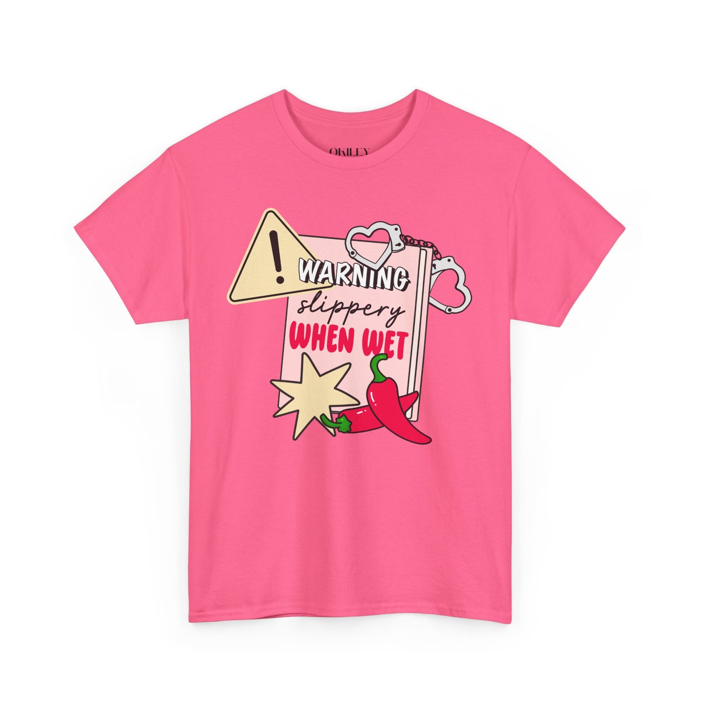Warning Slippery When Wet Unisex Heavy Cotton Tee
