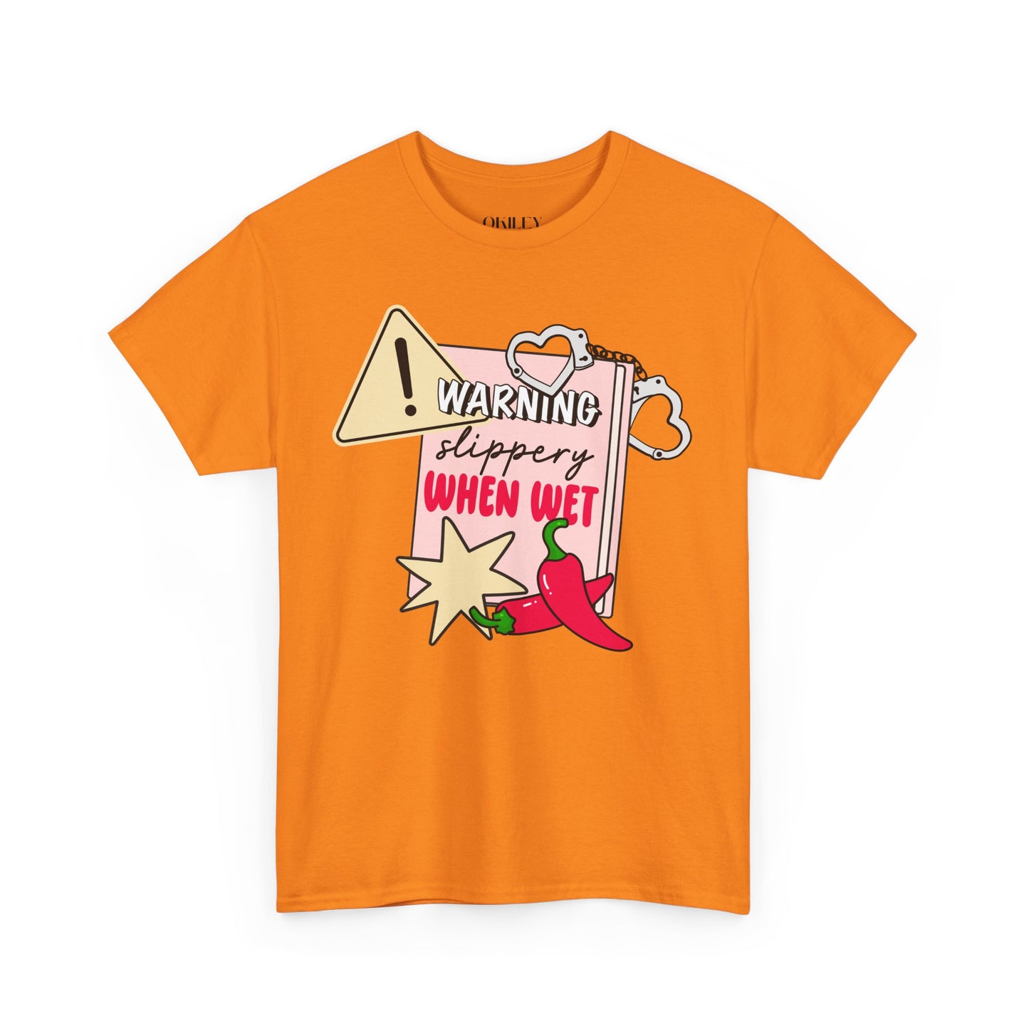 Warning Slippery When Wet Unisex Heavy Cotton Tee
