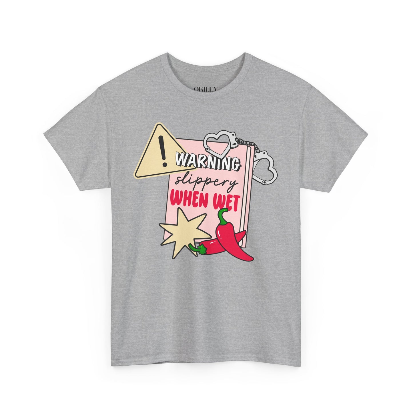 Warning Slippery When Wet Unisex Heavy Cotton Tee