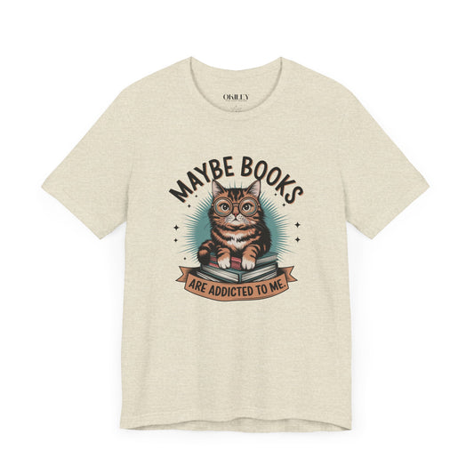 Cat Lover Book Addict Tee - Unisex Jersey Short Sleeve Shirt