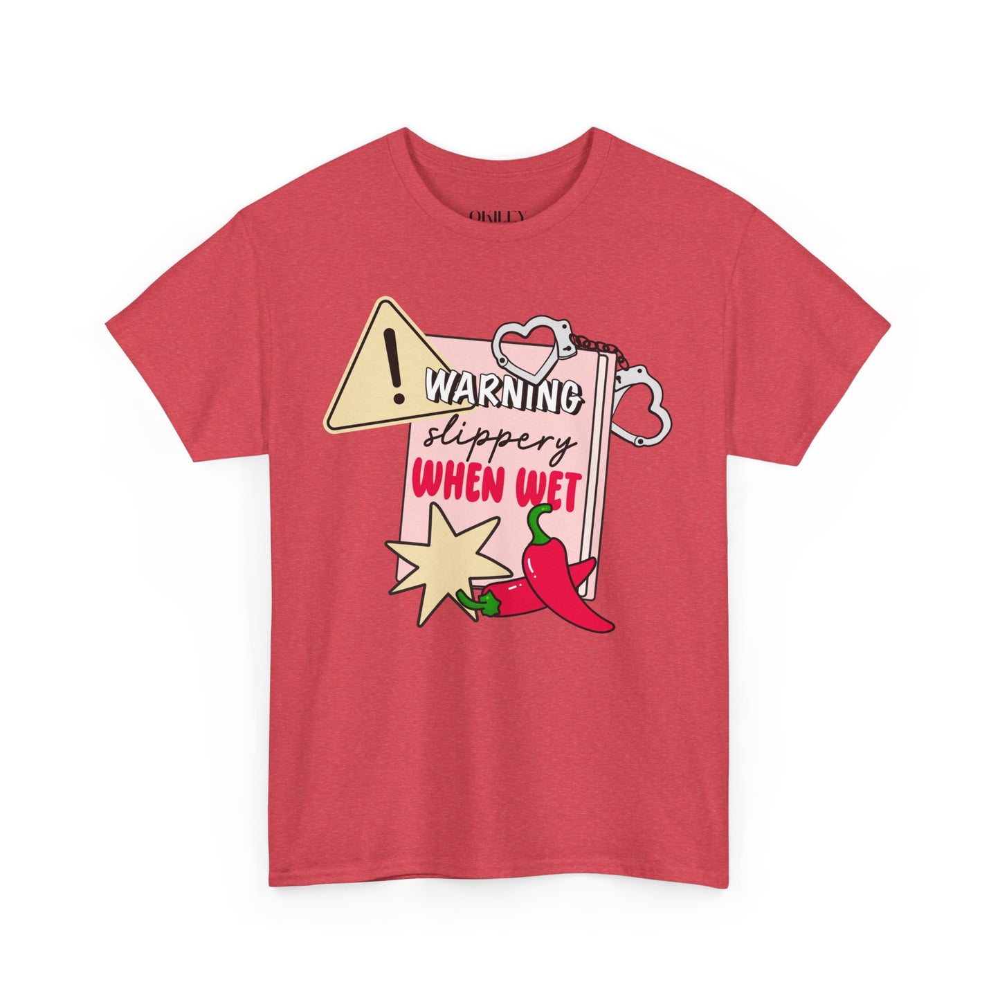 Warning Slippery When Wet Unisex Heavy Cotton Tee
