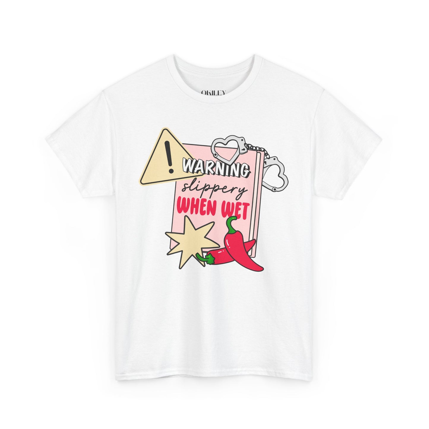 Warning Slippery When Wet Unisex Heavy Cotton Tee