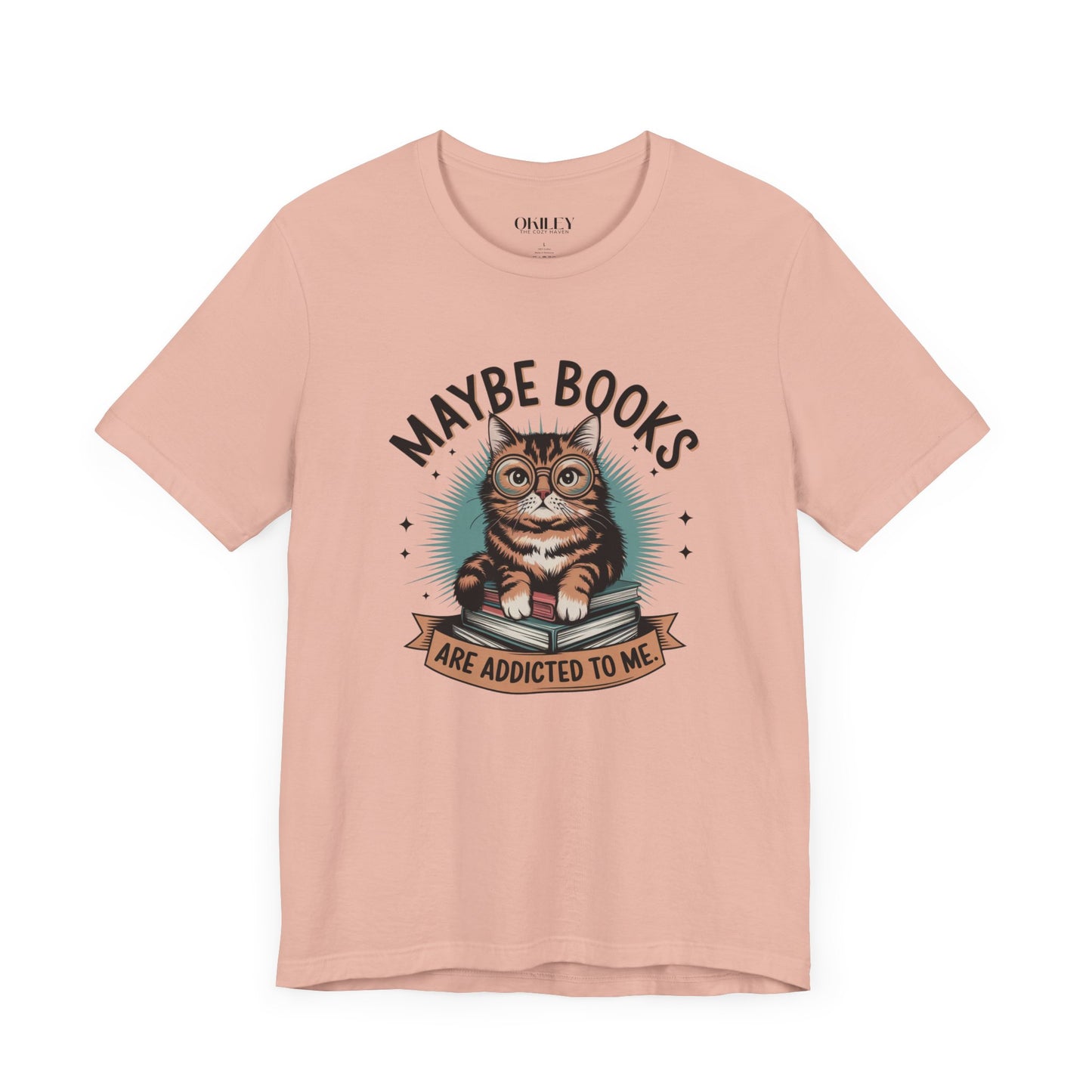 Cat Lover Book Addict Tee - Unisex Jersey Short Sleeve Shirt