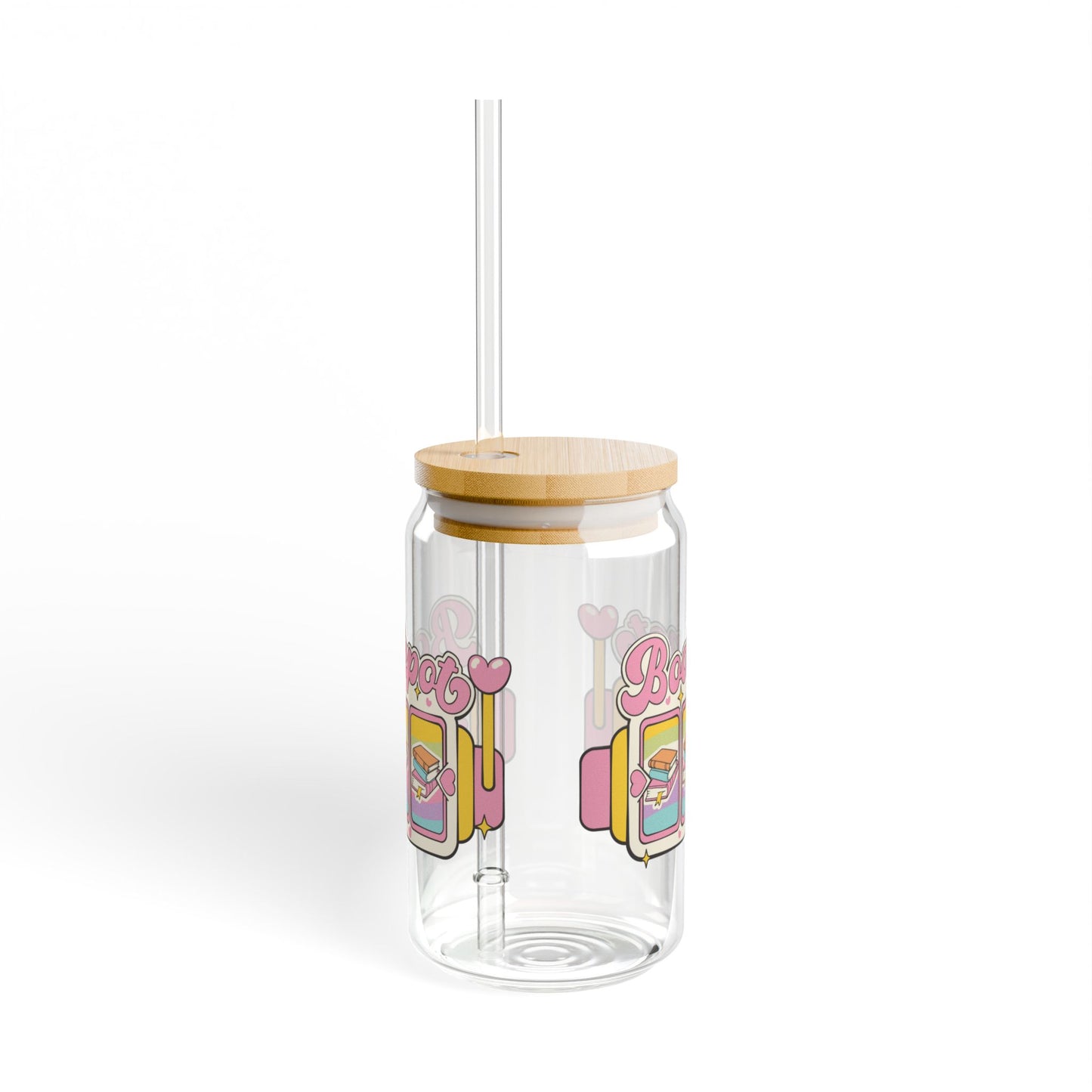 Cute Book Lover Sipper Glass - 16oz with Bamboo Lid