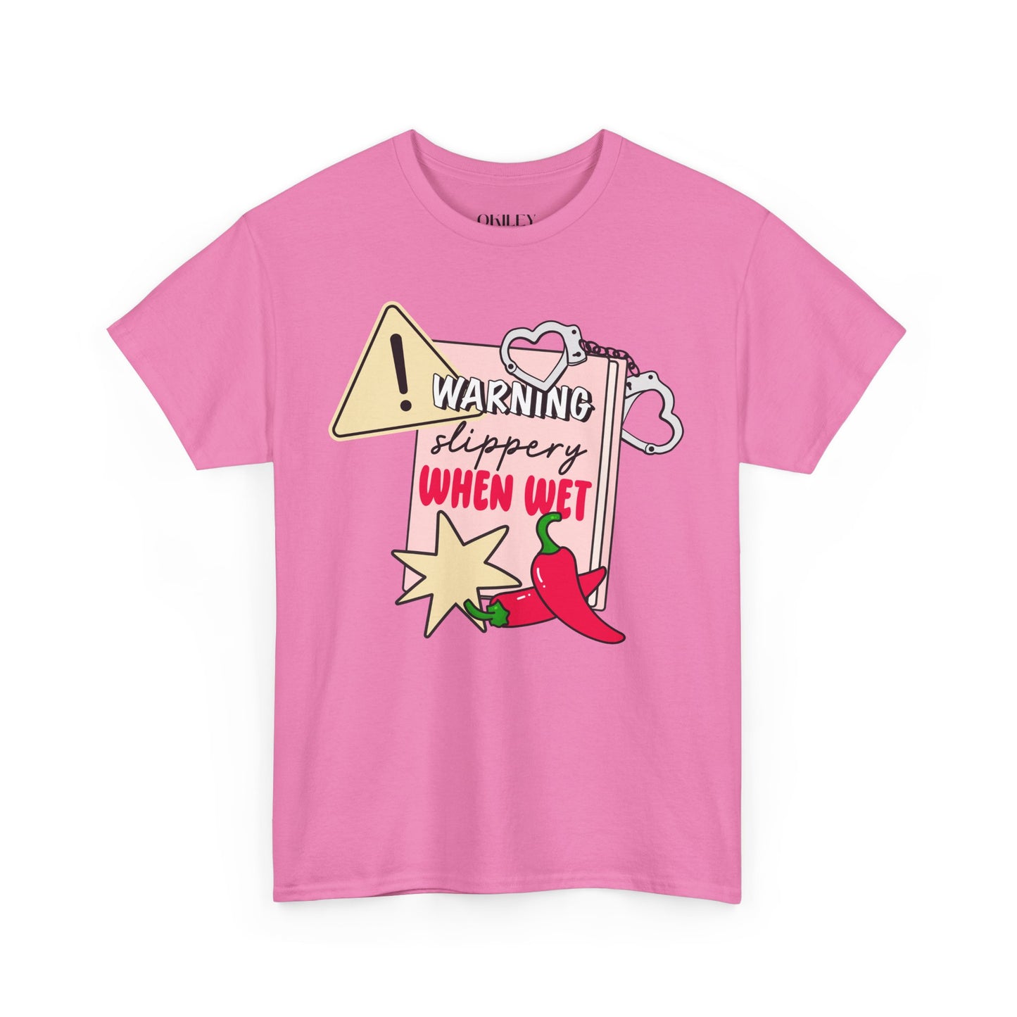 Warning Slippery When Wet Unisex Heavy Cotton Tee