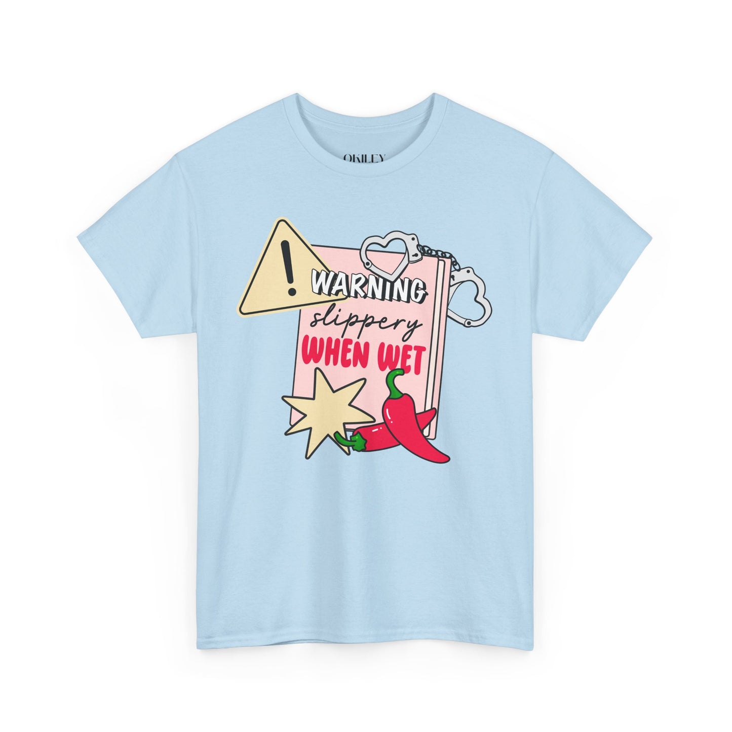 Warning Slippery When Wet Unisex Heavy Cotton Tee