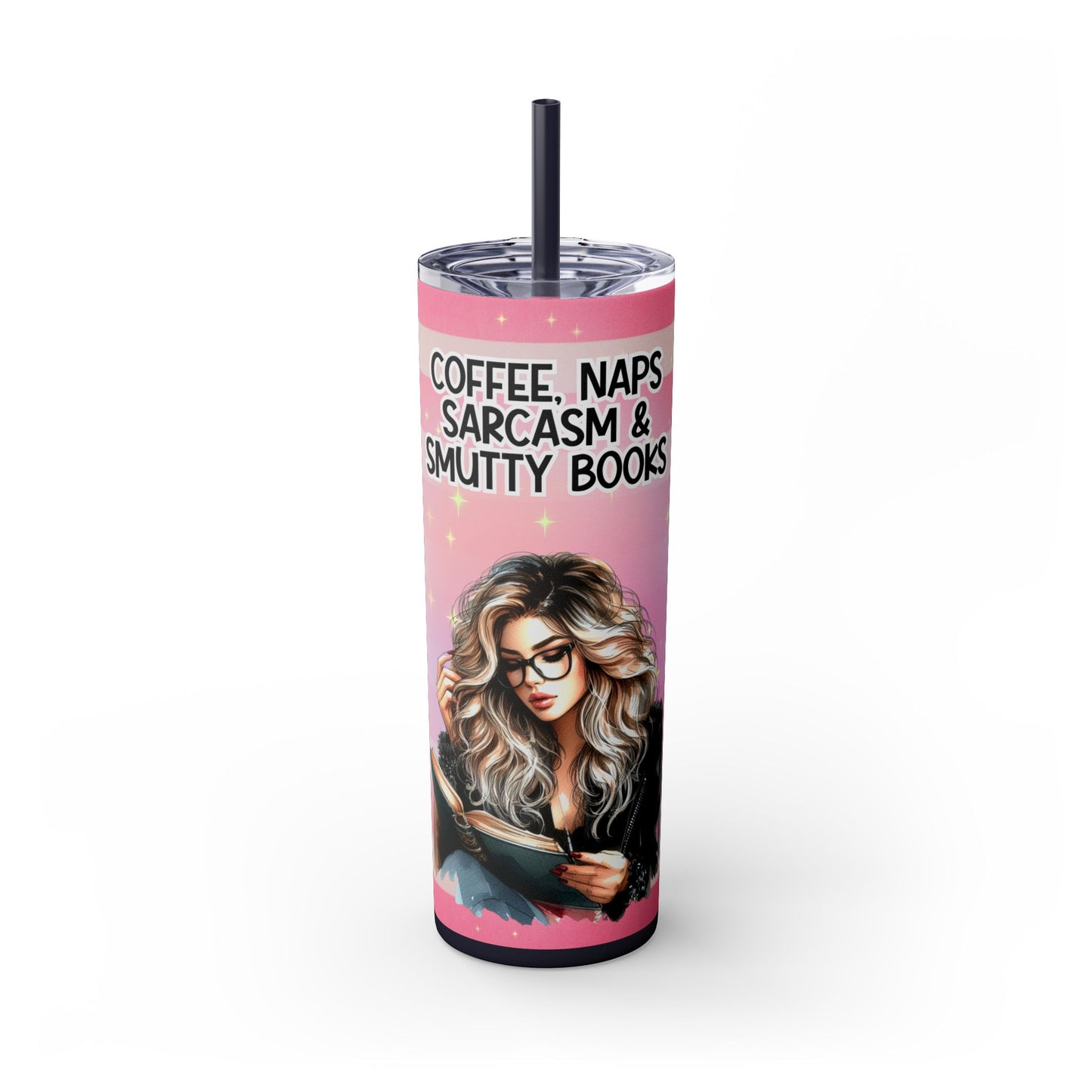 Coffee, Naps Sarcasm & Smutty Books Skinny Tumbler with Straw - 20oz