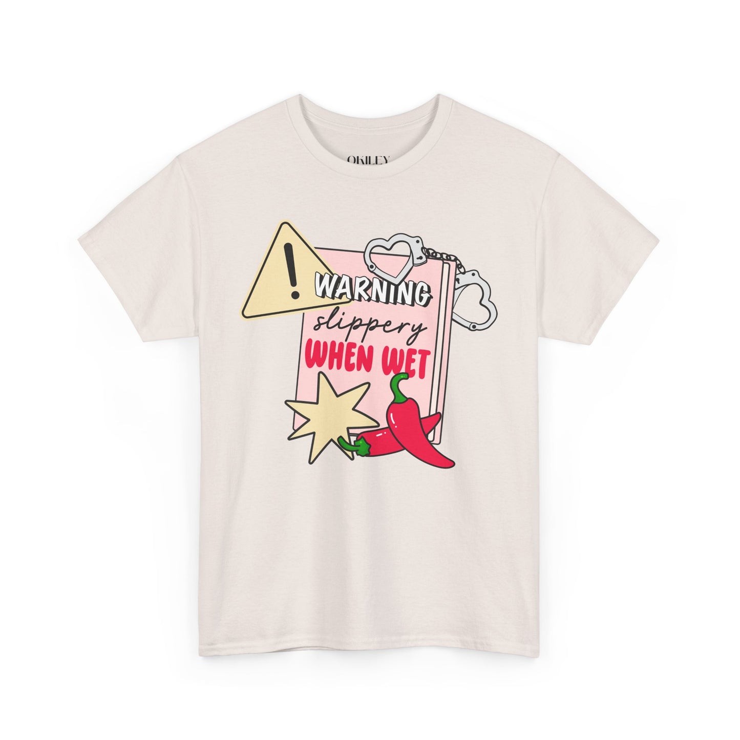 Warning Slippery When Wet Unisex Heavy Cotton Tee